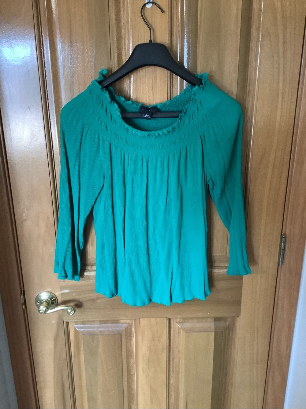 Sanctuary Emerald Green Smocked Neck Blouse